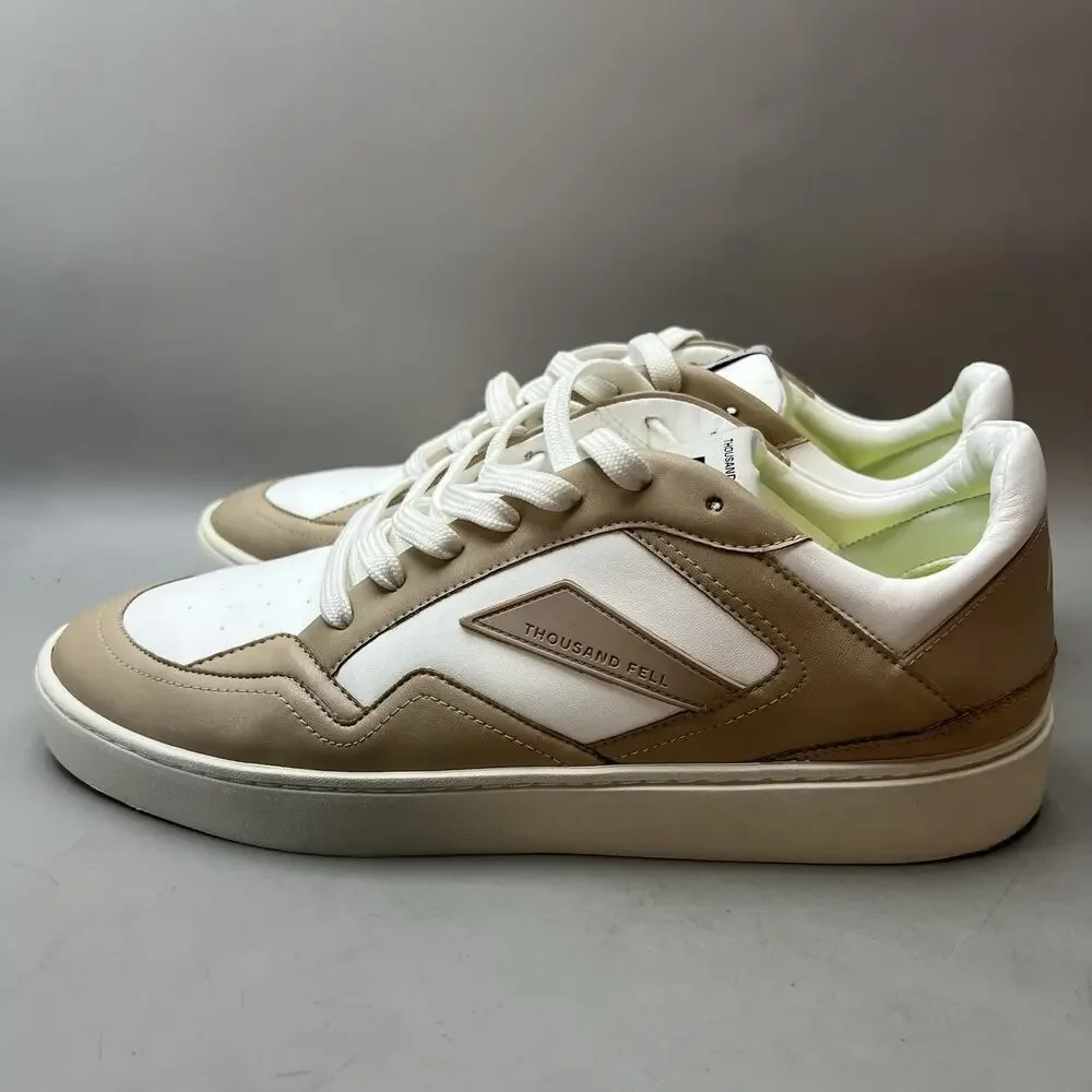 Thousand Fell Court Lace Up Shoes Men Size 9.5 White Brown Comfort Low Sneakers